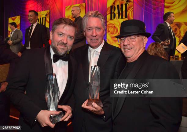 Atli Orvarsson, Alan Silvestri and Mike Post pose with awards during 34th Annual BMI Film, TV & Visual Media Awards at Regent Beverly Wilshire Hotel...