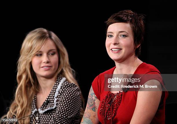 Actress Brie Larson and creator/writer/executive producer Diablo Cody speaks onstage at the Showtime "United States of Tara" Q&A portion of the 2010...