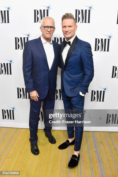 James Newton Howard and Brian Tyler attend the 34th Annual BMI Film, TV & Visual Media Awards attends at Regent Beverly Wilshire Hotel on May 9, 2018...