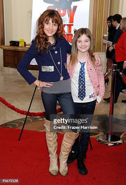 Actress Bella Thorne and Morgan Lilly pose at the premiere of Lionsgate & Relativity Media's "The Spy Next Door" held at the Grove on January 9, 2010...