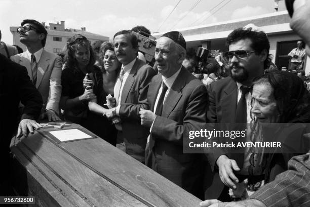 Obsèques des 19 victimes de l'attentat de la synagogue Neve Shalom à Istanbul le 10 septembre 1986, Turquie.