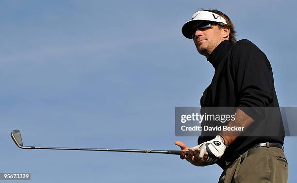 Actor Kevin Sorbo tees off from the seventh tee at the 11th Annual National Center for Missing & Exploited Children Celebrity Golf Tournament...