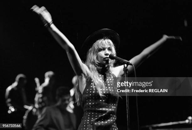 Muriel Moreno du groupe Niagara en concert à l'Olympia le 11 mars 1987, France.