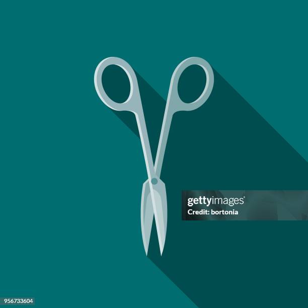 ilustrações, clipart, desenhos animados e ícones de ícone de beleza de design plano de tesoura de unha com sombra do lado - nail scissors