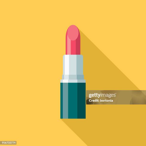 lipstick flat design beauty icon with side shadow - make up stock illustrations