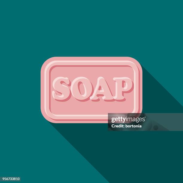 soap flat design beauty icon with side shadow - soap sud stock illustrations