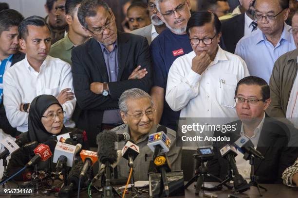 Mahathir Mohamad , elected Prime Minister of Malaysia, holds a press conference together with the leaders of Pakatan Harapan, the former opposition...