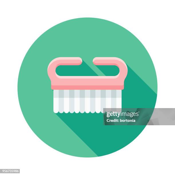 nail brush flat design beauty icon with side shadow - nail brush stock illustrations