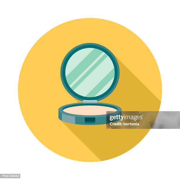 powder compact flat design beauty icon with side shadow - concealer stock illustrations