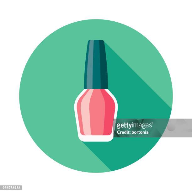 nail polish flat design beauty icon with side shadow - painting fingernails stock illustrations