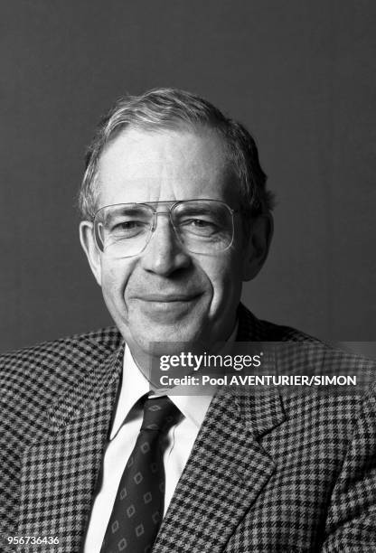 Louis Mermaz lors du congrès du parti socialiste à Lille le 5 avril 1987, France.