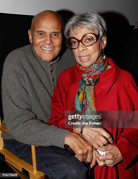 Actress Ruby Dee and musician / actor Harry Belafonte attend a screening of "Soundtrack for a Revolution" hosted by Tribeca Film Institute's Gucci...