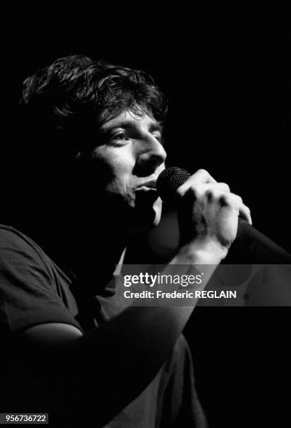 Patrick Bruel en concert à l'Olympia à Paris le 5 mai 1987, France.