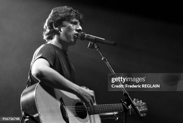 Patrick Bruel en concert �à l'Olympia à Paris le 5 mai 1987, France.