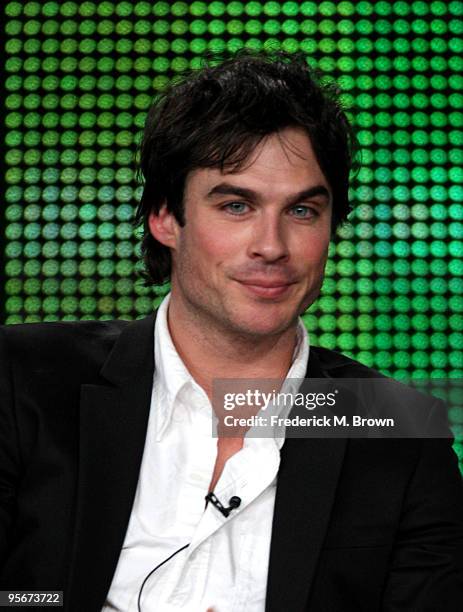 Actor Ian Somerhalder speaks onstage at the CW "The Vampire Diaries" Q&A portion of the 2010 Winter TCA Tour day 1 at the Langham Hotel on January 9,...