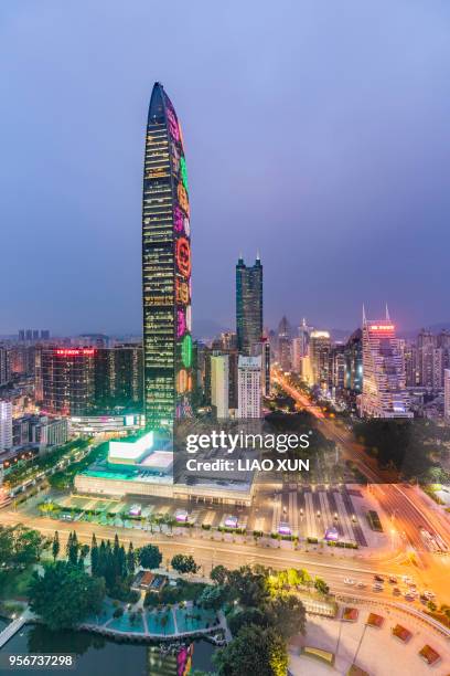 aerial photography china shenzhen skyscraper panorama - shenzhen stock pictures, royalty-free photos & images