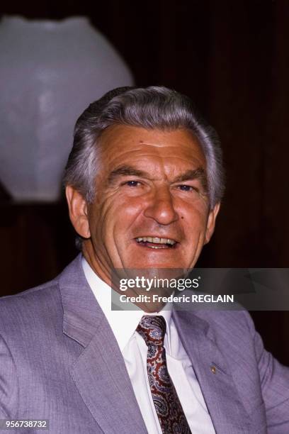 Bob Hawke, premier ministre australien, à Canberra en février 1988, Australie.