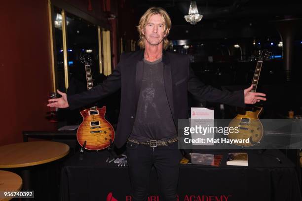 Bassist Duff McKagan of Guns and Roses poses for a photo after rehearsal for the Musicares Concert for Recovery at the Showbox on May 9, 2018 in...