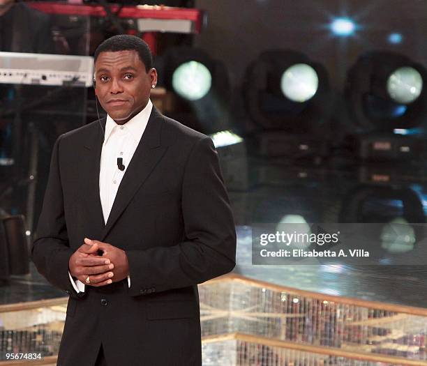 Former US athlete Carl Lewis appears on the Italian TV show 'Ballando Con Le Stelle' at RAI Auditorium on January 9, 2010 in Rome, Italy.