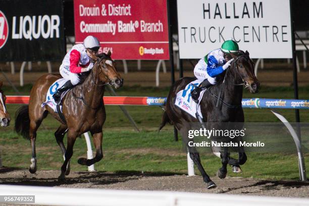 Sonic Deed ridden by Nikita Beriman wins the Racing.com 2YO Maiden Plate at Racing.com Park Synthetic Racecourse on May 10, 2018 in Pakenham,...