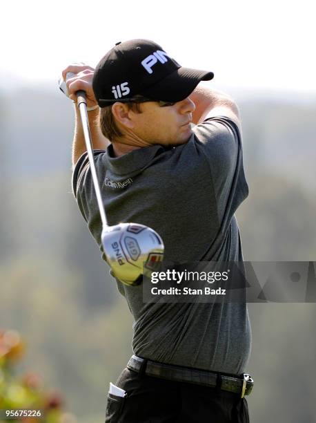 Heath Slocum hits a drive during the third round of the SBS Championship at Plantation Course at Kapalua on January 9, 2010 in Kapalua, Maui, Hawaii.