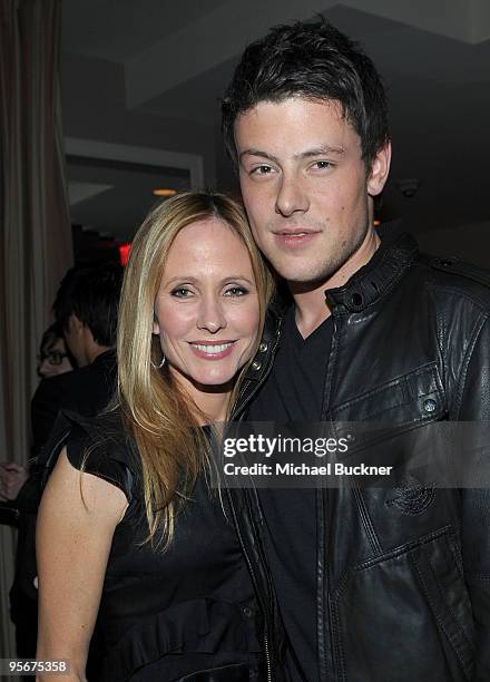20th Century Fox Television co-chair Dana Walden and actor Cory Monteith attend the celebration of Glee's Golden Globe nominations with InStyle and...