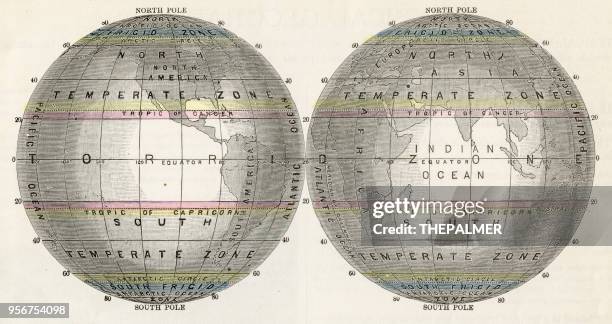 stockillustraties, clipart, cartoons en iconen met de temperaturen van de wereld 1877 - mappa mundi