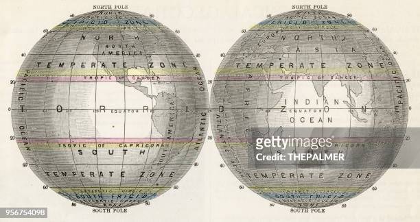 the temperatures of the world 1877 - mapa mundi stock illustrations
