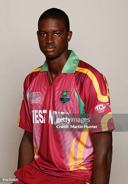 Jason Holder of the West Indies poses for a portrait ahead of the ICC U19 Cricket World Cup at Crowne Plaza on January 10, 2010 in Christchurch, New...