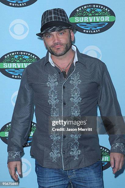 Russell Hantz arrives at the CBS "Survivor" 10 Year Anniversary Party on January 9, 2010 in Los Angeles, California.