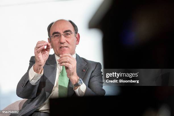 Ignacio Galan, chairman and chief executive officer of Iberdrola SA, speaks during a Bloomberg Television interview in London, U.K., on Thursday,...