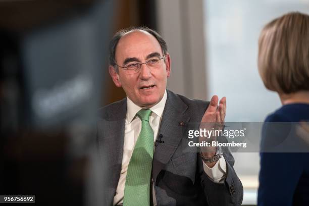Ignacio Galan, chairman and chief executive officer of Iberdrola SA, speaks during a Bloomberg Television interview in London, U.K., on Thursday,...