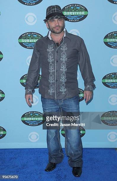 Russell Hantz arrives at the CBS "Survivor" 10 Year Anniversary Party on January 9, 2010 in Los Angeles, California.