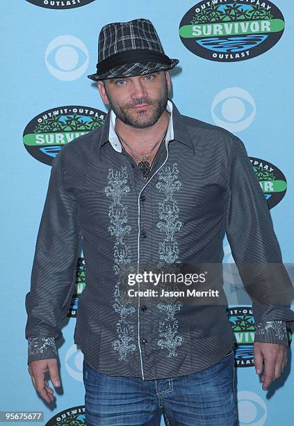 Russell Hantz arrives at the CBS "Survivor" 10 Year Anniversary Party on January 9, 2010 in Los Angeles, California.