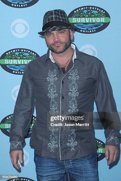 Russell Hantz arrives at the CBS "Survivor" 10 Year Anniversary Party on January 9, 2010 in Los Angeles, California.
