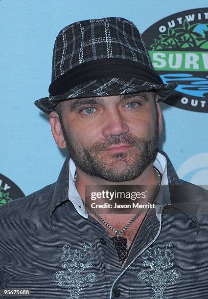 Russell Hantz arrives at the CBS "Survivor" 10 Year Anniversary Party on January 9, 2010 in Los Angeles, California.