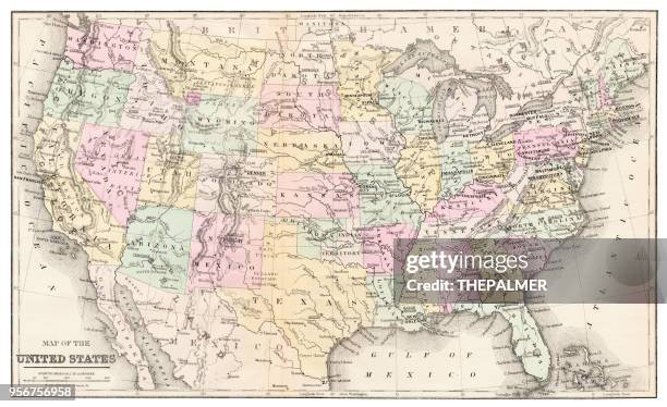 ilustrações, clipart, desenhos animados e ícones de mapa dos eua 1877 - new mexico