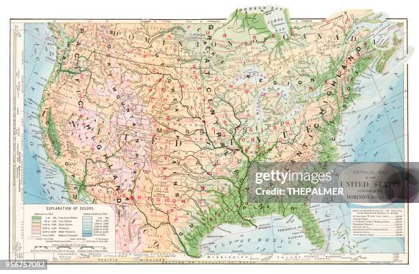 map of usa 1877 - south dakota state v kansas stock illustrations