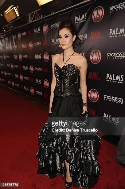 Sasha Grey arrives at the 2010 AVN Awards at the Pearl at The Palms Casino Resort on January 9, 2010 in Las Vegas, Nevada.