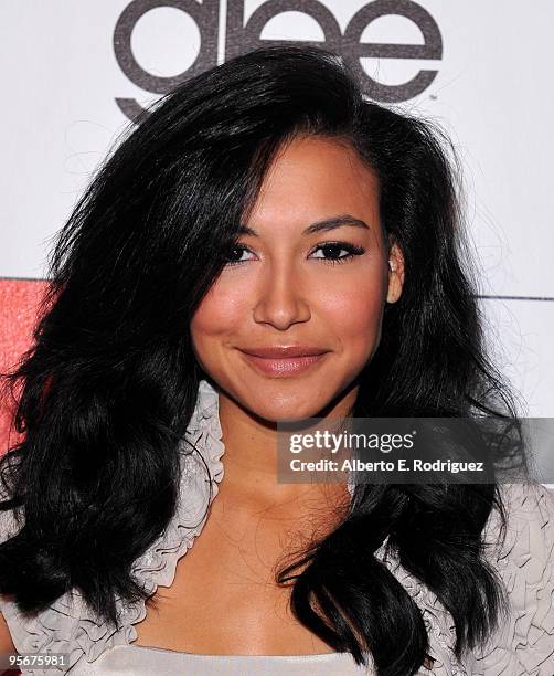 Actress Naya Rivera arrives at InStyle and 20th Century Fox's party celebrating Glee's 4 Golden Globe nominations held at the Sunset Tower Hotel on...