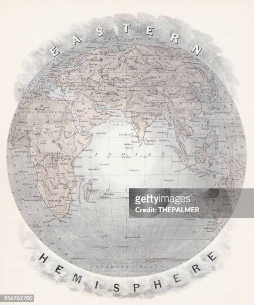 map of eastern hemisphere 1877 - eastern hemisphere stock illustrations