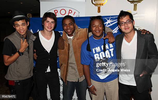 Roshon Fegan, Gregg Sulkin, Chris Massey, Kyle Massey and Allen Evangelista attend the IPOP! Concert Series an Evening with Make-A-Wish Foundation...