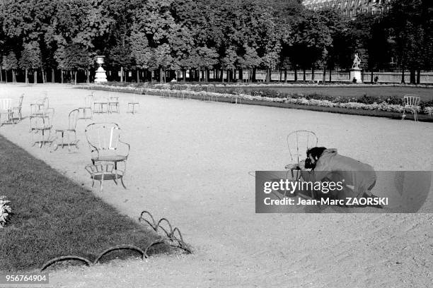 Dans le jardin des Tuileries, dans le 1?? arrondissement, à Paris, en France le 8 octobre 1978. Le jardin des Tuileries est classé au titre des...