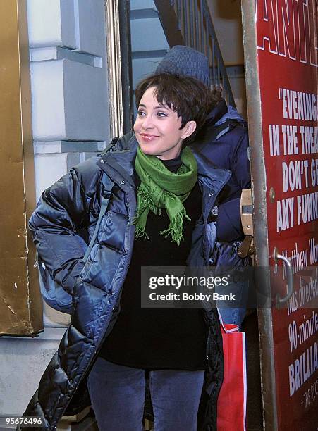 Annie Potts exits the stage doors of "God of Carnage" at the Jacobs Theatre on January 9, 2010 in New York.