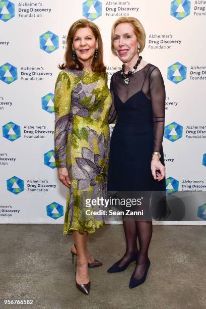 Judith Churchill and Carol Seabrook Boulanger attend Alzheimer's Drug Discovery Foundation 12th Annual Connoisseur's Dinner at Sotheby's on May 3,...