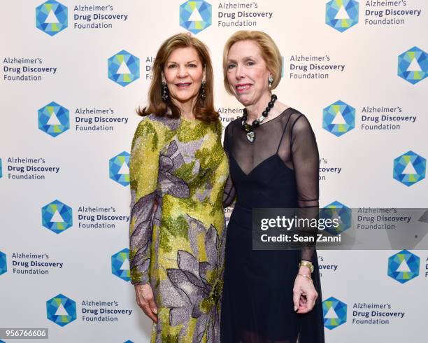 Judith Churchill and Carol Seabrook Boulanger attend Alzheimer's Drug Discovery Foundation 12th Annual Connoisseur's Dinner at Sotheby's on May 3,...