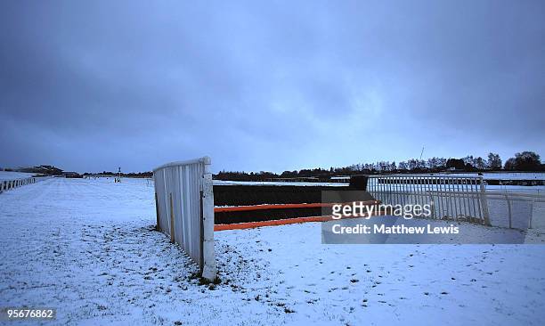 General view of Leicester Race Course after Tuesday's card was called off amid the ongoing freezing weather on January 10, 2010 in Leicester, United...