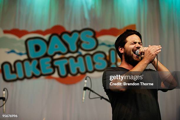 Harry Angus of The Cat Empire performs on stage during the Days Like This Festival at Fox Studios, Moore Park on January 10, 2010 in Sydney,...