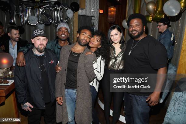 Benji Madden, Luke James, Donald Glover, Angela Bassett, Jessie J and Craig Robinson attend The Stevie Wonder Song Party at The Peppermint Club on...