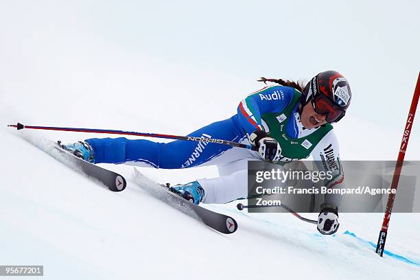 Nadia Fanchini of Italy takes joint 3rd place during the Audi FIS Alpine Ski World Cup Women's Super-G on January 10, 2010 in Haus im Ennstal,...